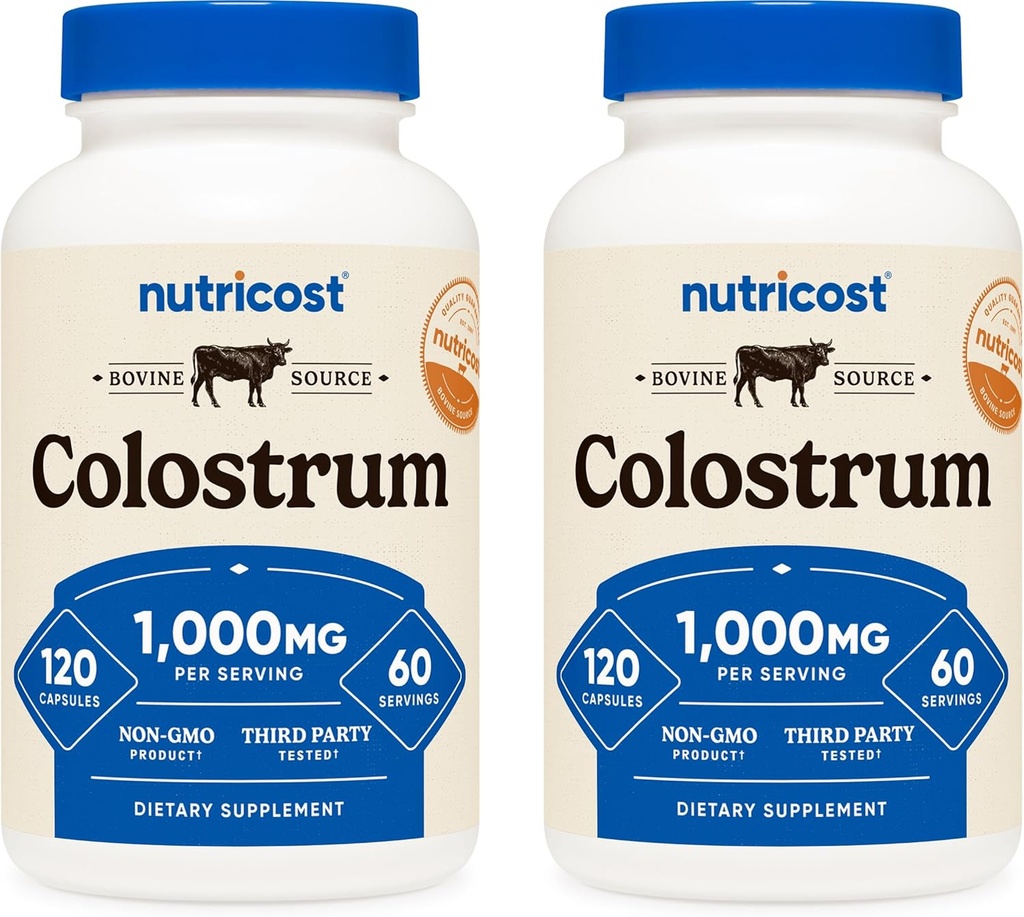 Nutricost Colostrum 500mg, 120 Caps (2 Botellas)