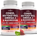 NEW AGE COQ10 200mg Red Yeast Rice 3000mg Omega 3-6-9 3000mg Magnesium Complex 500mg Zinc Vitamin K2 D3 - Vitaminas para Mujeres y Hombres con Vitamina B3, Coenzyme Q10-120 Conteo