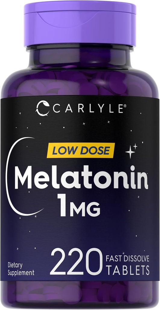Carlyle Melatonin 1 mg | 220 Fast Dissolve Tablets | Low Dose | Vegetarian, Non-GMO, Gluten Free