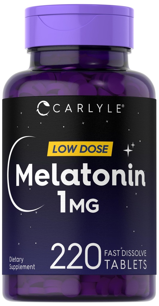 Carlyle Melatonin 1 mg  220 Fast Dissolve Tablets ← Baja Dose ← Vegetariano, No GMO, Gluten Free