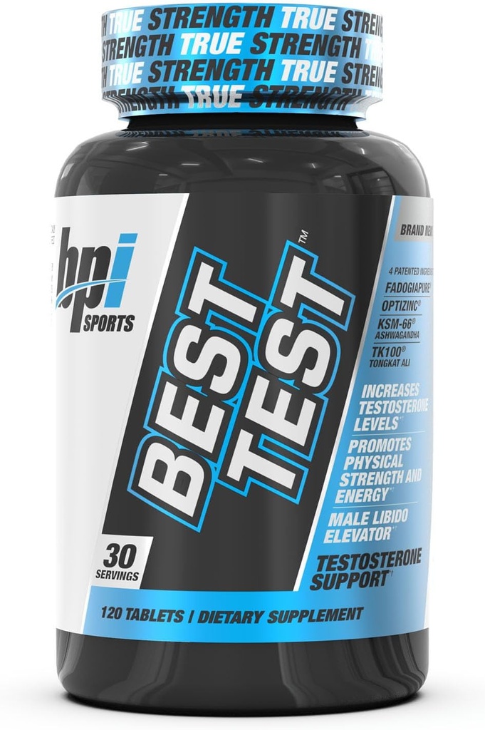 BPI Sports Best Test - Booster de testosterona para hombres - recuperación muscular & Metabolismo Soporte, suplemento de testosterona natural para hombres, mejora la resistencia, energía y rendimiento - 30 servicios