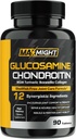 Glucosamine Chondroitin MSM Turmeric, Boswellia, 12-in-1, Joint Comfort, Mobility, Lubrication &amp; Strength for Men Women ' Senior, 90 Tab, No Shellfish