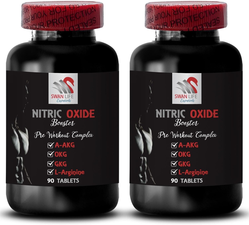 Ornithine alpha-ketoglutarate OKG - NITRIC OXIDE BOOSTER - L-glutamina en polvo, Ejercicio de resistencia, Nitric óxido en polvo, Suplemento Gym, Suplemento energético, Ejercicio de fuerza 2 Botella 180 Tabletas