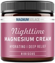 Loción de magnesio – Hidrating Nighttime Cream Aplique a Legs, Arms o Chest - Topical Chloride USA Made and Safe for Kids (Hibiscus)