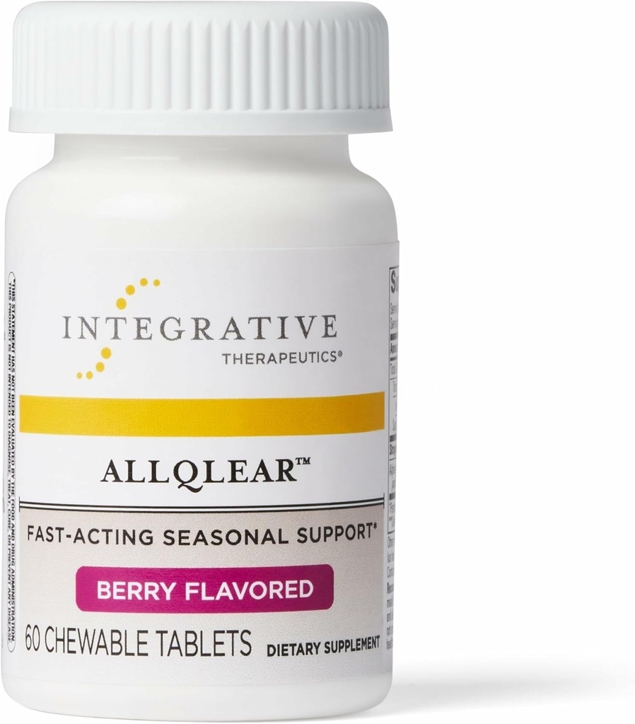 Integrative Therapeutics AllQlear - Seasonal Supplement for Immune Support *- Quail Egg Powder Blend - Dairy-Free - Berry Flavored, 60 Chewable Tablets (30 Servings)