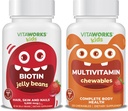 Niños Biotina 5000mg frijoles jalea + Multivitamin Chewables Bundle
