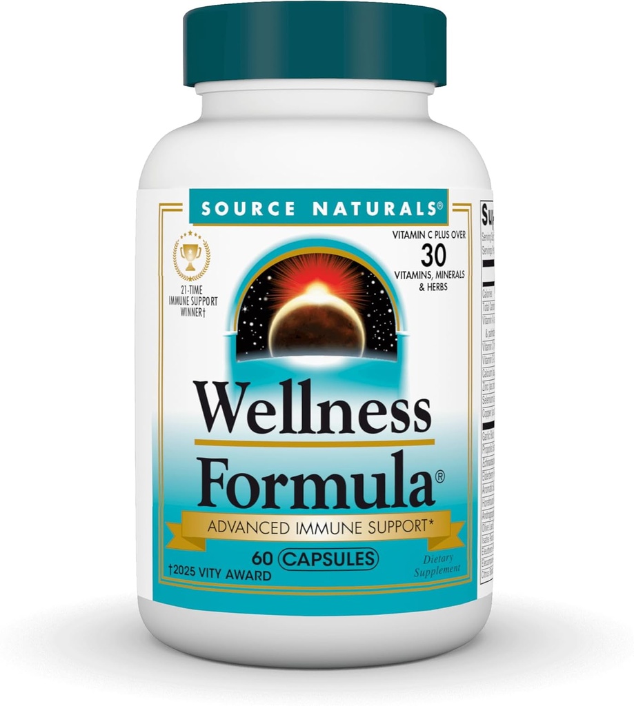 Fuente Natural Wellness Fórmula Bio-Alineado Vitaminas " Herbal Defense for Immune System Support - Suplemento dietético " Immunity Booster - 60 cápsulas