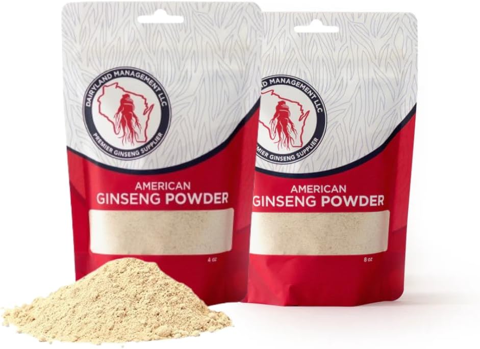 Dairyland Concentrated American Ginseng Powder Ё洋 inversionistas - 16 oz Pack of Wisconsin Ginseng Powder - Non-GMO, Gluten Free - Herbal Supplement for Smoothies, Baking, Tea