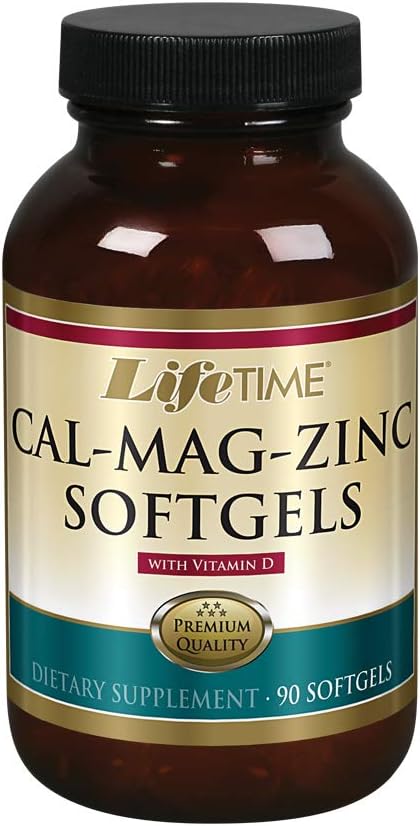 LIFETIME Calcium Magnesium Zinc w/Vitamin D soporta Bone, Muscle & Immunity Health ← Easy Absorption ← Softgel Capsule tención 90 Capsules, 30 Servings