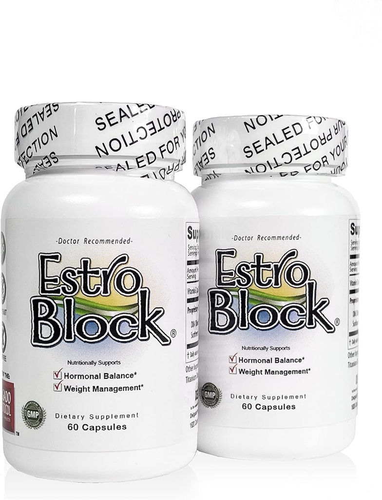 Estroblock - 2-Pack 120 Capsules Total - DIM & Indole 3-Carbinol for Natural Hormonal Balance, Acne - Anti Toxic Estrogen Aromatase Inhibitor Blocker. Vegan,Soy-Free, Dairy-Free, Non-GMO (2)