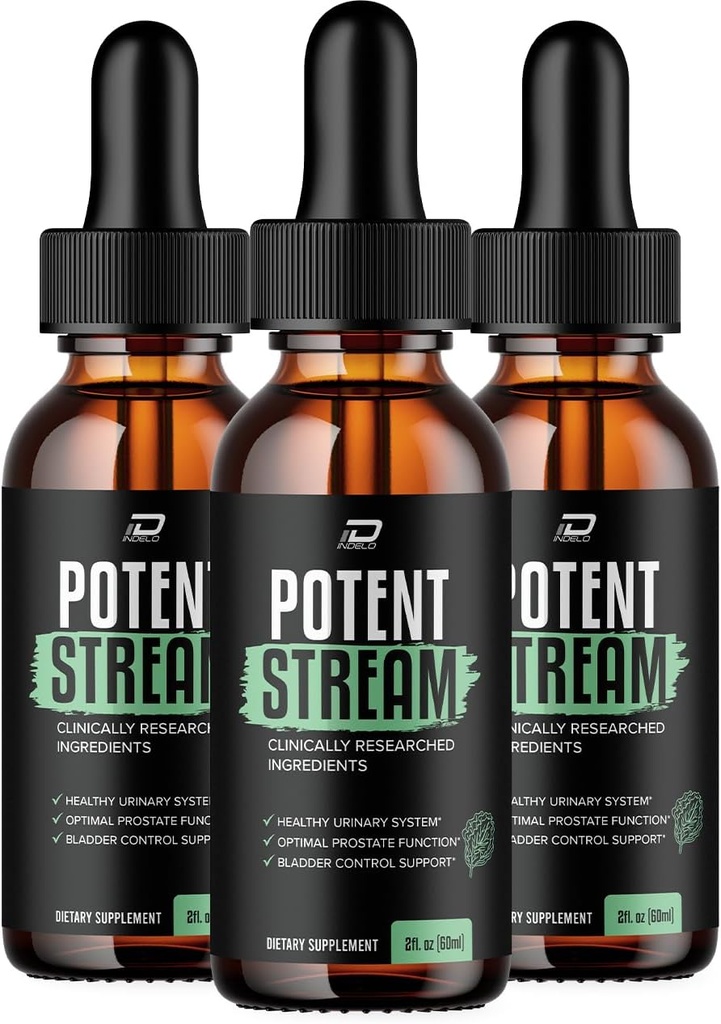 Potent Stream Drops for Health - Potent Stream Supplement, Maximum Strength Potent Streame Droppers, 2024 New Improved Formulation, (3 Pack - 3 Month Supply)