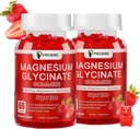 Magnesio Glycinate Gummies 600mg, Azúcar Gummies de Magnesio Gratuito para Adultos, Suplemento de Magnesio de Fresa para el Alivio del Musculo " Nerve Health, Non-GMO, Gluten Free, Vegan, 120 Condes