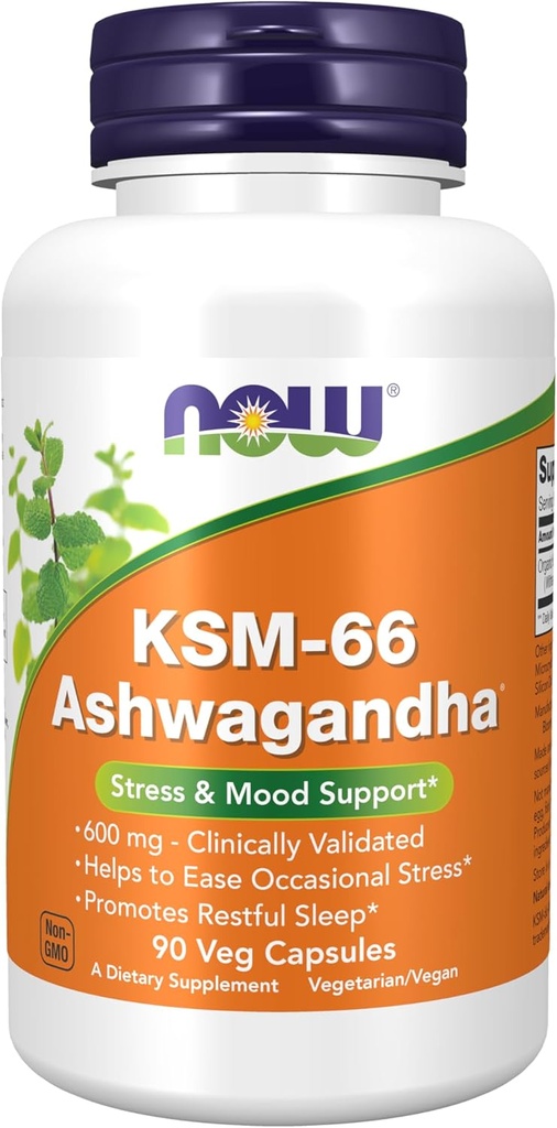 AHORA Suplementos, KSM-66 Ashwagandha®, Stress y Sleep Support, 90 Veg Capsules