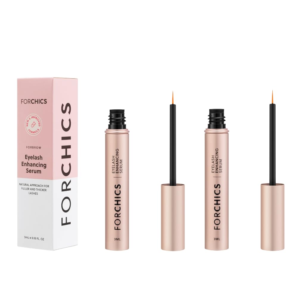 ForLash by ForChics: 2 Pack Ultimate Eyelash Serum de crecimiento sin hormonas para el relleno mejorado, más grueso, más largas pestañas - Regrowth Booster, Fórmula orgánica, Vegan &amp; Cruelty-Free
