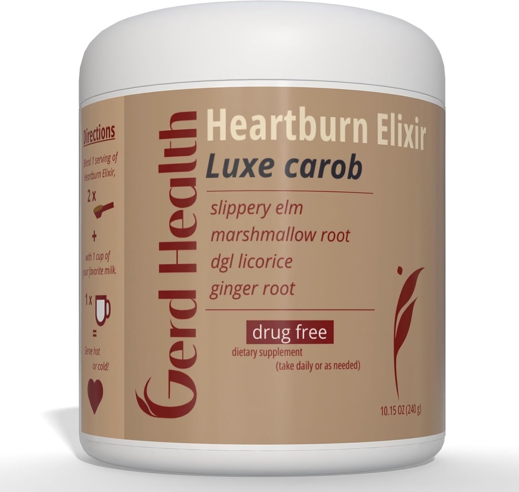 Heartburn Elixir: Herbal Powder Drink Made with Marshmallow Root, Slippery Elm Bark &amp; DGL Licorice