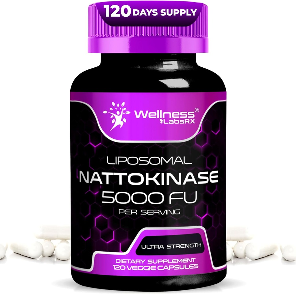 Nattokinase Suplemento capsules 5000 FU, de terceros testó Nattokinase – Enzymes de japonés Natto – Asistencia de bienestar diario – 120 Conde (Pack of 1)