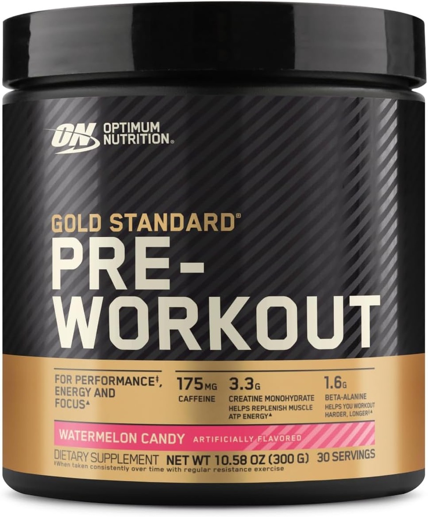 Optimum Nutrition Gold Standard Pre-Workout, Vitamina D para Immune Support, con Creatine, Beta-Alanine y Caffeine for Energy, Keto Friendly, Watermelon Candy, 30 Servings (Packaging May Vary)