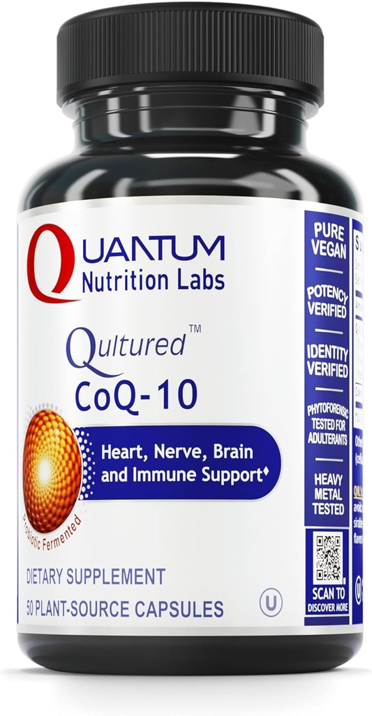 Laboratorios de Nutrición Cuántica CoQ-10 Cultrado - Coenzyme Q10, Co Q 10 Suplemento, 100 mg de cápsulas para la salud del corazón, Nerve, y soporte inmunológico, Ubiquinol Co Enzyme Q-10 con Algas Rojas - 60 cápsulas vegetarianas