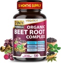 VEGATOT Beet Root *USA Hecho y probado* Concentrado con Ginseng Maca Root Ashwagandha - Energy Stamina Immune Support (150 Conde (Pack of 1))