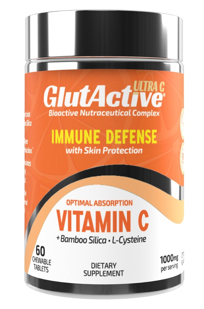 Ultra Vitamina C 1000mg  Immune Support & Collagen Builder TEN High Absorption Ascorbic Acid with Cysteine " Bamboo Silica " Powerful Antioxidant ← 60 Chewable Tablets (Pack of 1) (60)