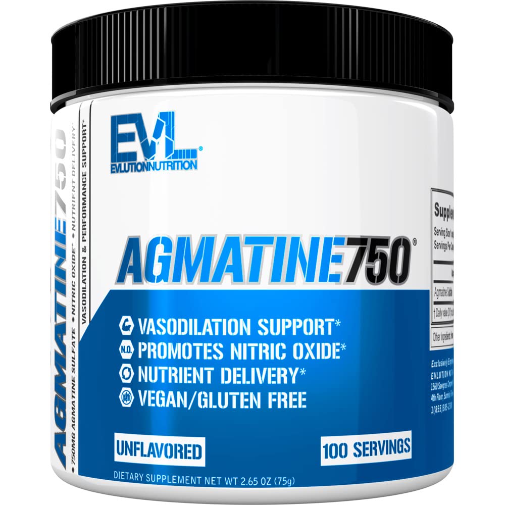 Agmatine Sulfate Nitric Oxide Powder - Evlution Nutrition High Strength Agmatine Sulfate Powder Nitric Oxide Supplement for High Intensity Pumps Muscle Growth Recovery and Performance - Unflavored