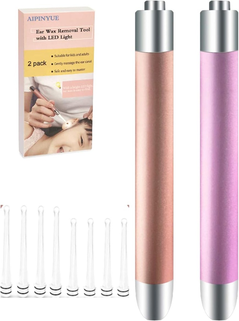 Ear Pick,Ear Wax Removal Tool,LED Lights Ear Cleaning Kit, versión actualizada,No-Slip,Soft Safety Spoon Head,Replaceable and Easy to Clean,Safe Material