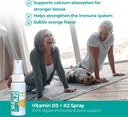 Dieta Vegan Vitamina D3 y K2 Oral Spray Suplemento, 0.65 onza