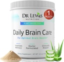 Suplementos cerebrales para la memoria y el enfoque – Dr. Lewis Daily Brain Care Powder con Aloe Vera – Suplemento Nootrópico y Energía de base vegetal para la Fog cerebral, la claridad mental y el apoyo inmunológico – Polvo, 150g