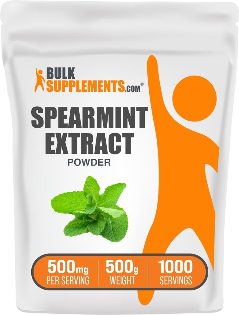 BulkSupplements.com Extract Powder Spearmint - Suplemento Spearmint, Spearmint Powder - Spearmint Extract Food Grade, Vegan &amp; Gluten Free, 500mg por Serving, 500g (1.1 lbs)