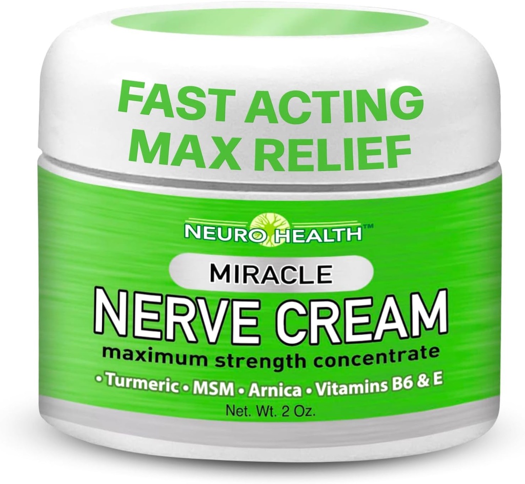 Crema Milagro Nerve - Fuerza Máxima - Turmérica y Arnica Blend para Neuropatía Descomfort Alivio - Soothing Foot & Hand Formula con MSM, B6, E - Made in USA