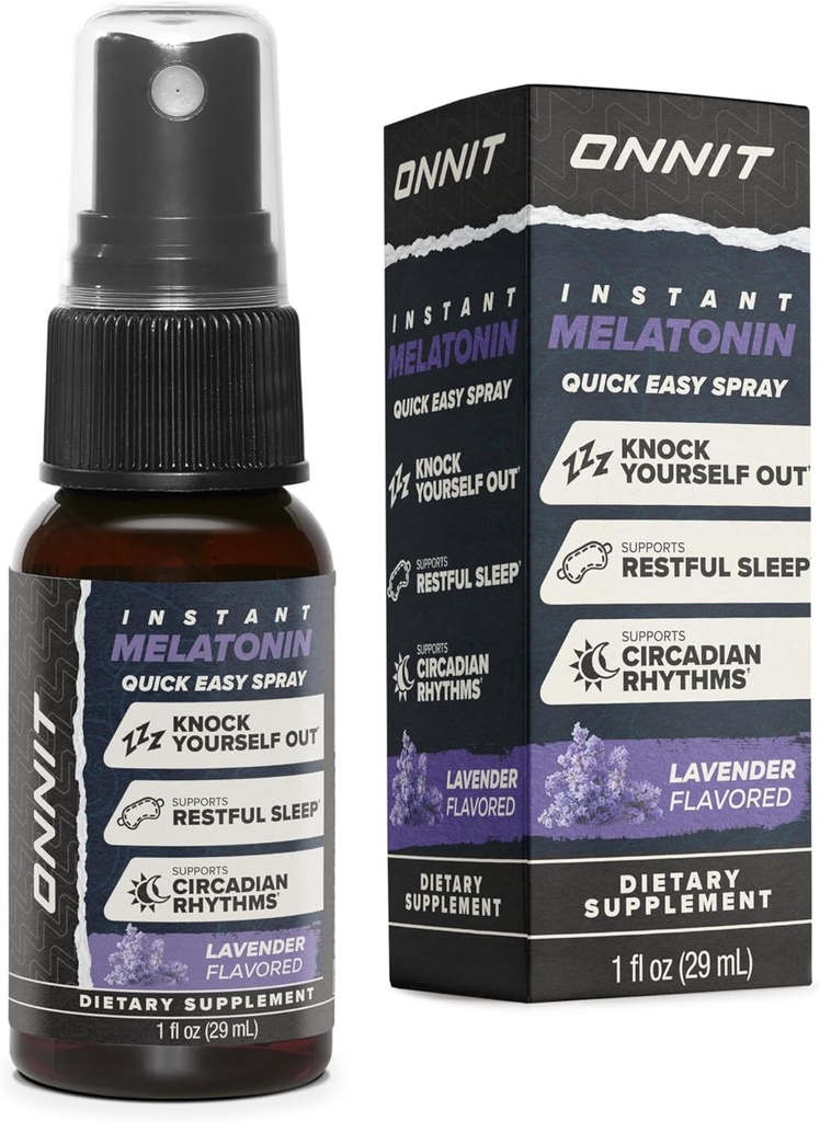 ONNIT Melatonin Liquid Sleep Support Spray, IGENTM Non-GMO Tested, Lavender Flavor, Sleep Support for Adults, 3mg Melatonin per Spray, 1 fl oz