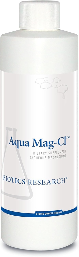 Biotics Research Aqua Mag-ClTM Easy to Take Liquid Formula, 200 mg Magnesium, Bioavailable, promueve la relajación, la salud cardiovascular, la fuerza ósea, mejora el sueño 8 onzas fluidas