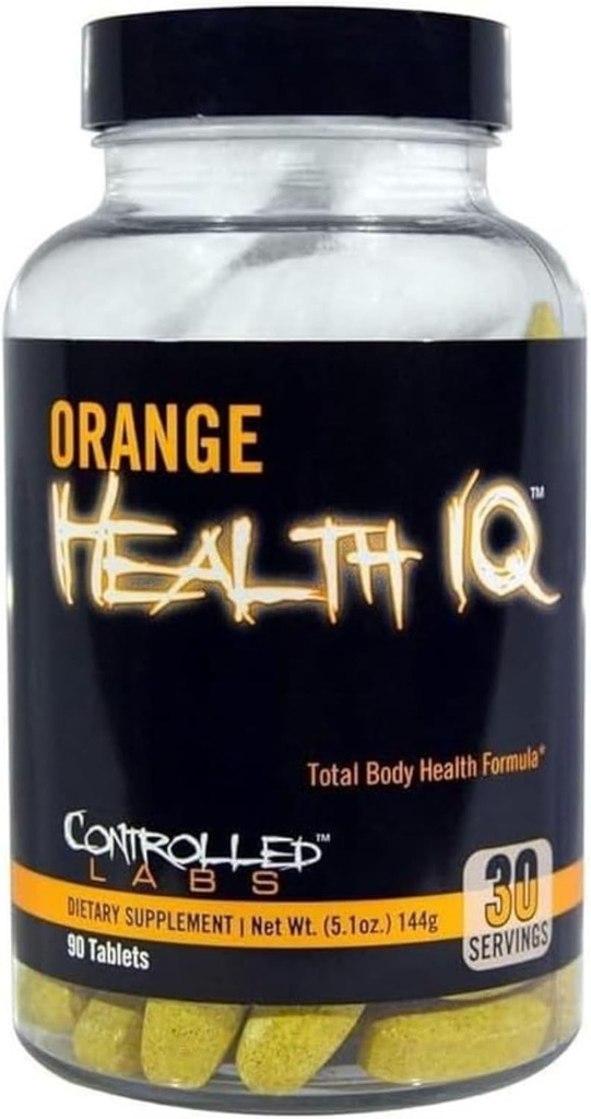 LABOR CONTROLADO Salud Naranja IQ Suplemento diario para hombres y mujeres, 90 tabletas, resistencia mejorada, energía, función cardiovascular en su entrenamiento y deportes