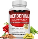 Toplux Berberine con canela de Ceylán y Melón de Bitter 2100mg - Alta Pureza 97% HCL suplemento de bereberina, soporta sistema de salud general, no GMO Vegan 90 cápsulas