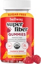 Bellway Super Fiber Gummies para adultos - Suplemento de fibra orgánica sin azúcar Gummies con 4g de fibra por ser - Prebiótico Chicory Root Fiber for Digestive Gut Health, Raspberry Lemon, 60 Conde