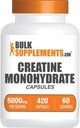 BulkSupplements.com Creatine Monohydrate Capsules - Micronized Creatine Pills - Gluten Free, 7 Capsules per Serving (5000mg), 420 Count (Pack of 1)