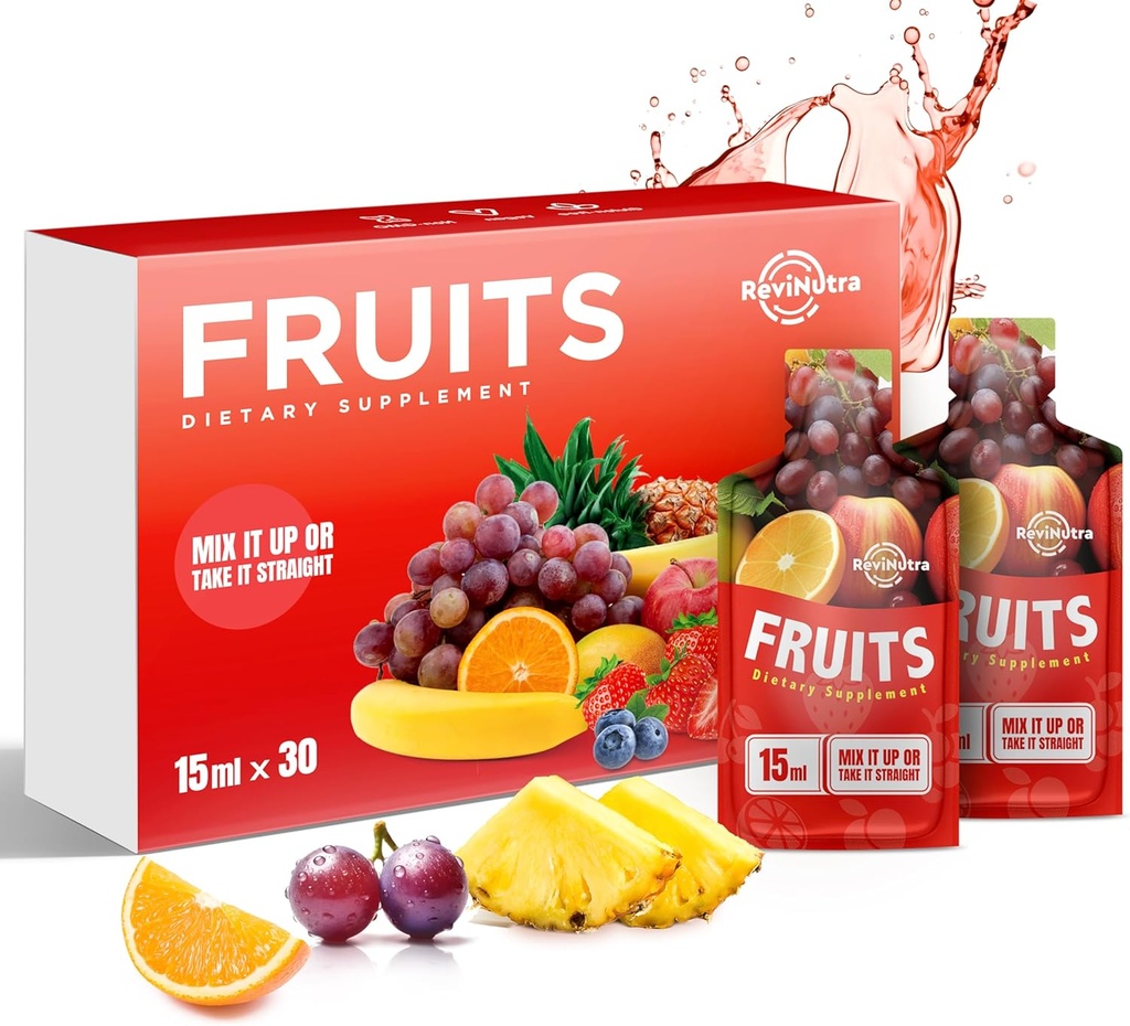 Super Fruit Liquid Jugo - 30 Pouches Superfoods Fruits Suplemento para Mujeres, Hombres y Niños - Apoyo Energía, Inmunidad, Digestión & Metabolismo - Vegan, 30 Day Supply