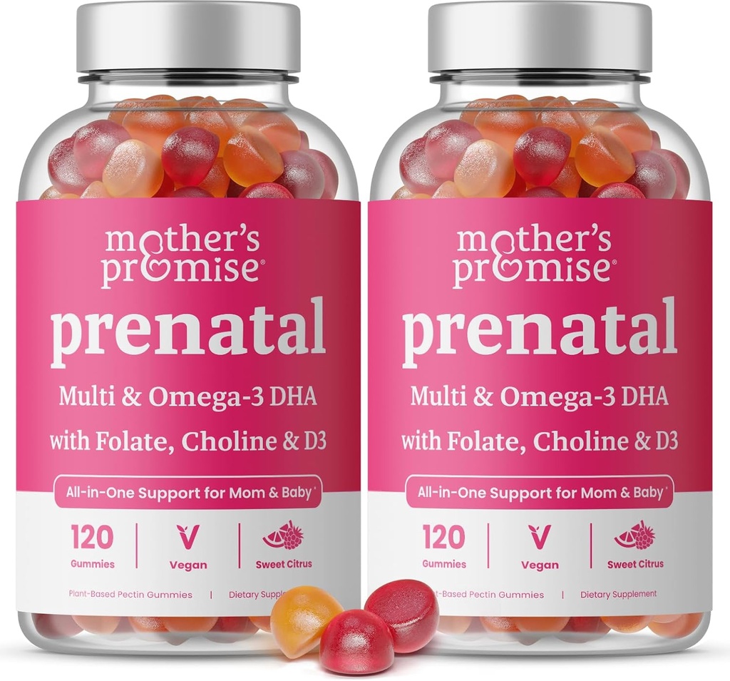 Vitaminas Prenatales con DHA ← Vitaminas Prenatales Veganas para Mujeres con Omega 3, Folato, Choline &amp; D3, Vitaminas de Embarazo para el Desarrollo Fetal.