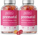 Vitaminas Prenatales con DHA ← Vitaminas Prenatales Veganas para Mujeres con Omega 3, Folato, Choline &amp; D3, Vitaminas de Embarazo para el Desarrollo Fetal.