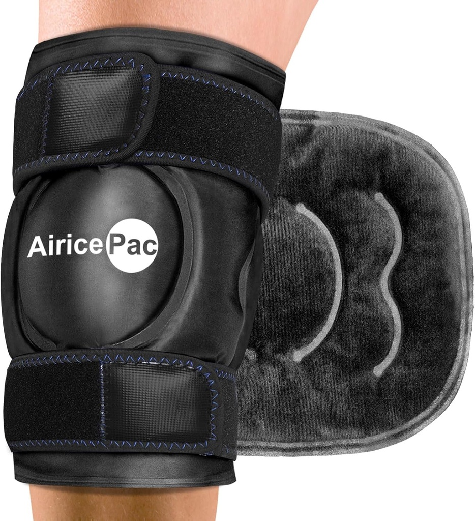 Empaquetado de hielo para el alivio del dolor de rodilla, tejido de gel reutilizable para lesiones, hinchazón, cirugía de sustitución de rodillas, terapia de compresión en frío para la artritis, tejido menisco y LCA, negro