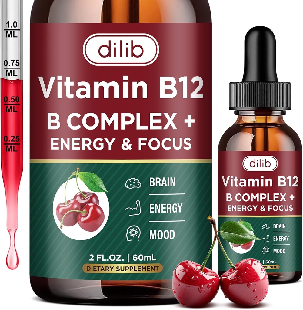 Vitamina B12 Complejo 5000 mcg ANTE Vegan B12 Suplemento sublingual Ø Metilcobalamina w/Folate, Biotina, Vitamina C, B3, B5, B6, " B8 para la energía duradera y el metabolismo saludable, 2 fl. oz.