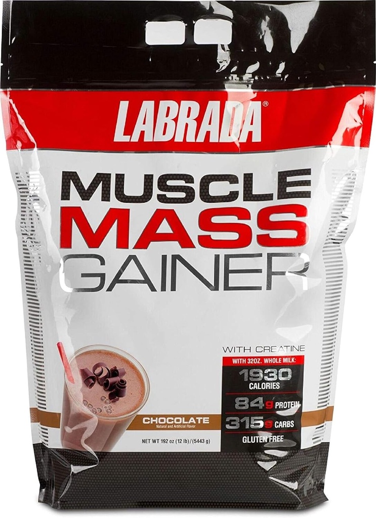 Labrada Nutrición Muscle Mass Gainer, Chocolate, 12 libras