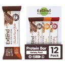 Extender Bares de Proteína Libre de Azúcar, Snacks Diabéticos Perfectos, Alta Proteína y Fibra, Control del Hambre " Energía Steady, Baja Carb, Keto Friendly (12 Conde, Pack Variedad)