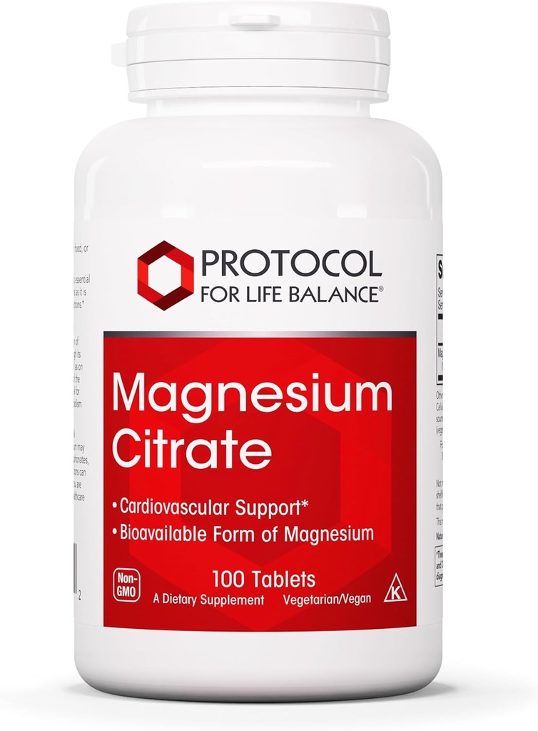 PROTOCOLO PARA LA VIDA BALANCE Citrato de magnesio 400mg - Apoyo a la salud del corazón " Formación del hueso - Suplemento dietético biodisponible - Vegan, Kosher " Halal - 100 Tabs