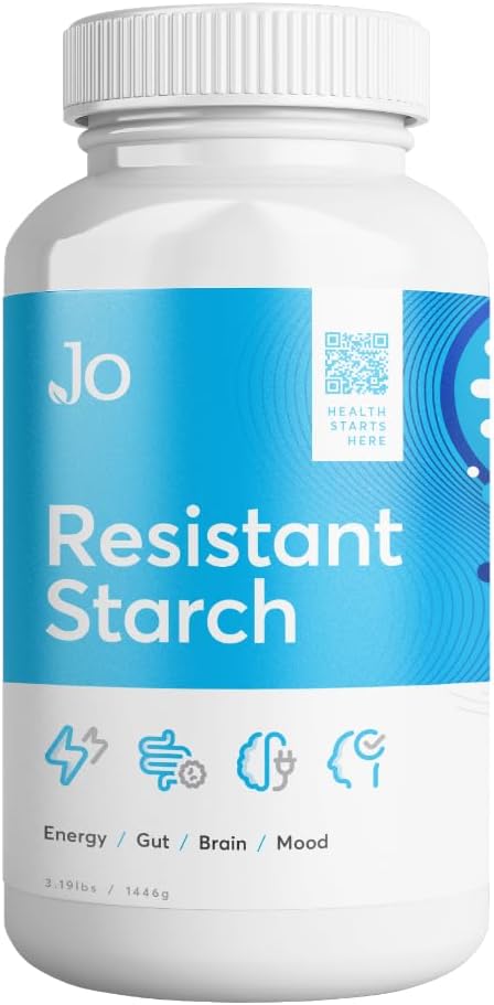 Jo’s Resistant Starch Powder - Premium Maize-Derived Superfood, Banana-Free, Lectin-Free - Suplemento de fibra para apoyar la energía, Gut Health, Mood y Butyrate Production (3LB Supply)