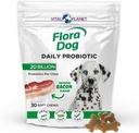 Planeta Vital - Probióticos para perros Flora, Ciervos para perros Suplemento con 20 culturas de billón y 11 Strains, Apoyo Inmune y Digestivo Probióticos Chewable para perros, 30 Píldoras suaves saboreadas de tocino natural