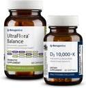 Metagenics Daily Gut and Immune Support Duo: UltraFlora Balance Probiotic for Digestive Health - 60 capsules &amp; Immune Support &amp; Vitamin D3 10,000+ K - 60 Softgels