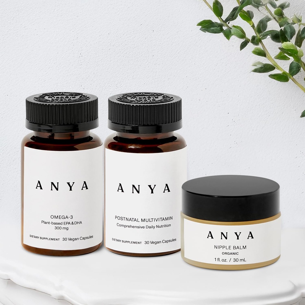 ANYA Multivitamin + Núcleo Balm Bundle Postpartum Essentials for Women, suplementos postnatales para lactancia materna