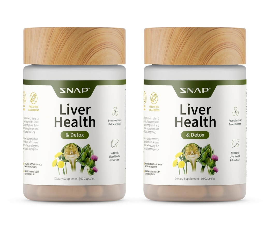 Snap Supplements Liver Health & Detox - Milk Thistle Supplement Supports Healthy Liver and Digestive Health, 60 Vegetarian Capsules (2-Pack)