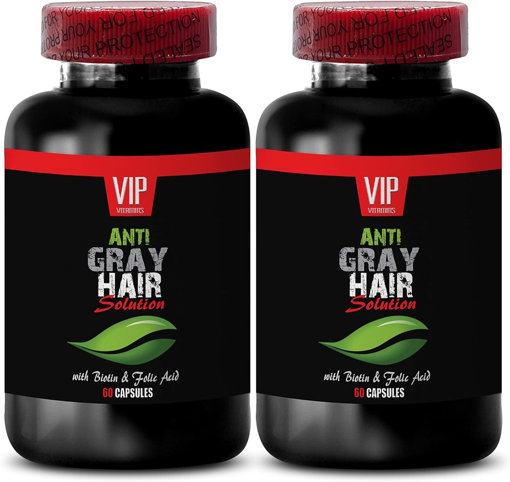 Pure Biotin Powder - Gray Hair Solution - Anti gray hair formula, gray hair pills, gris hair solution, anti gray hair supplement, gris hair supplement to reverse, gray hair reverse - 2B 120 Caps